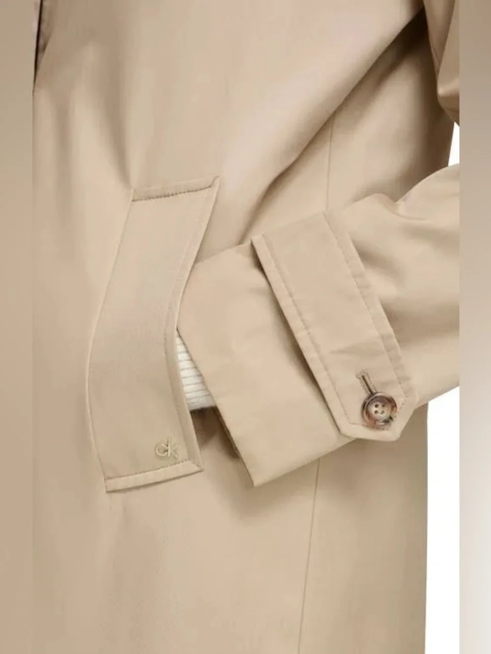 Calvin Klein Attributes Hoody Raincoat in Tan, Sz. S - Picture 6 of 8